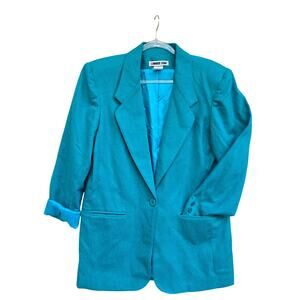 Vintage White Stag Ladies Turquoise Wool Blazer Size 8